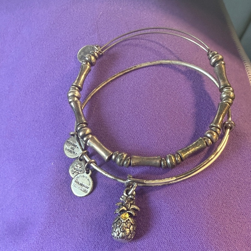 Alex and Ani Gold-Tone Pineapple Charm Bangle Set